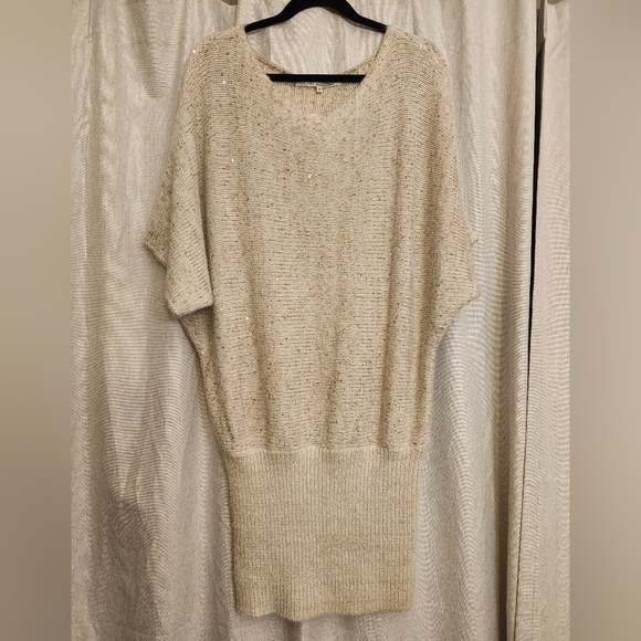 RACHEL Rachel Roy Sweater dress- cream & gold 22 ptp 38 long. COZY - Picture 1 of 6